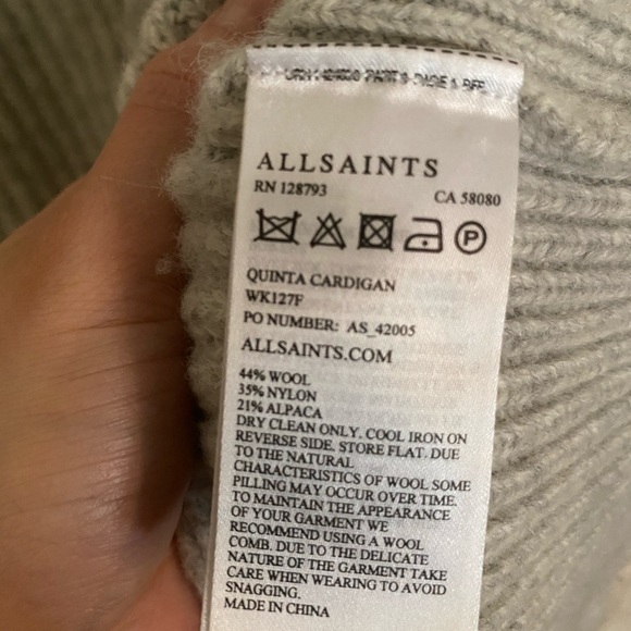 All Saints Quinta light gray button cardigan M - Picture 4 of 5